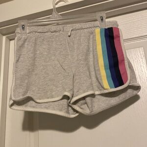 Cute grey shorts with a rainbow